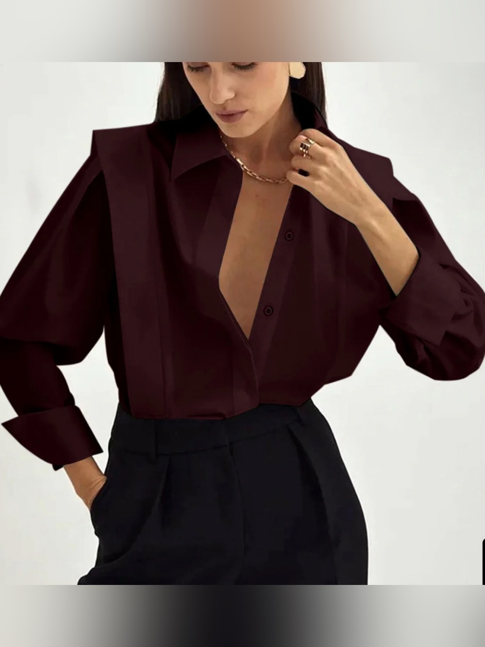 Commense Deep Burgundy Button-Down Shirt
